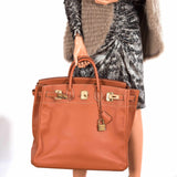 Hermes Birkin 45 HAC Etrusque Clemence Gold Hardware