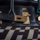 Hermes Birkin 50 HAC 1985 Ligne Ulysse Marron Fonce, Toile "H" Pattern Gilt Metal Hardware