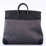 Hermes Birkin 50 HAC Gray Feutre Wool & Black Togo Leather Palladium Hardware - 2017, A
