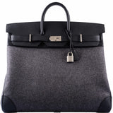Hermes Birkin 50 HAC Gray Feutre Wool & Black Togo Leather Palladium Hardware - 2017, A
