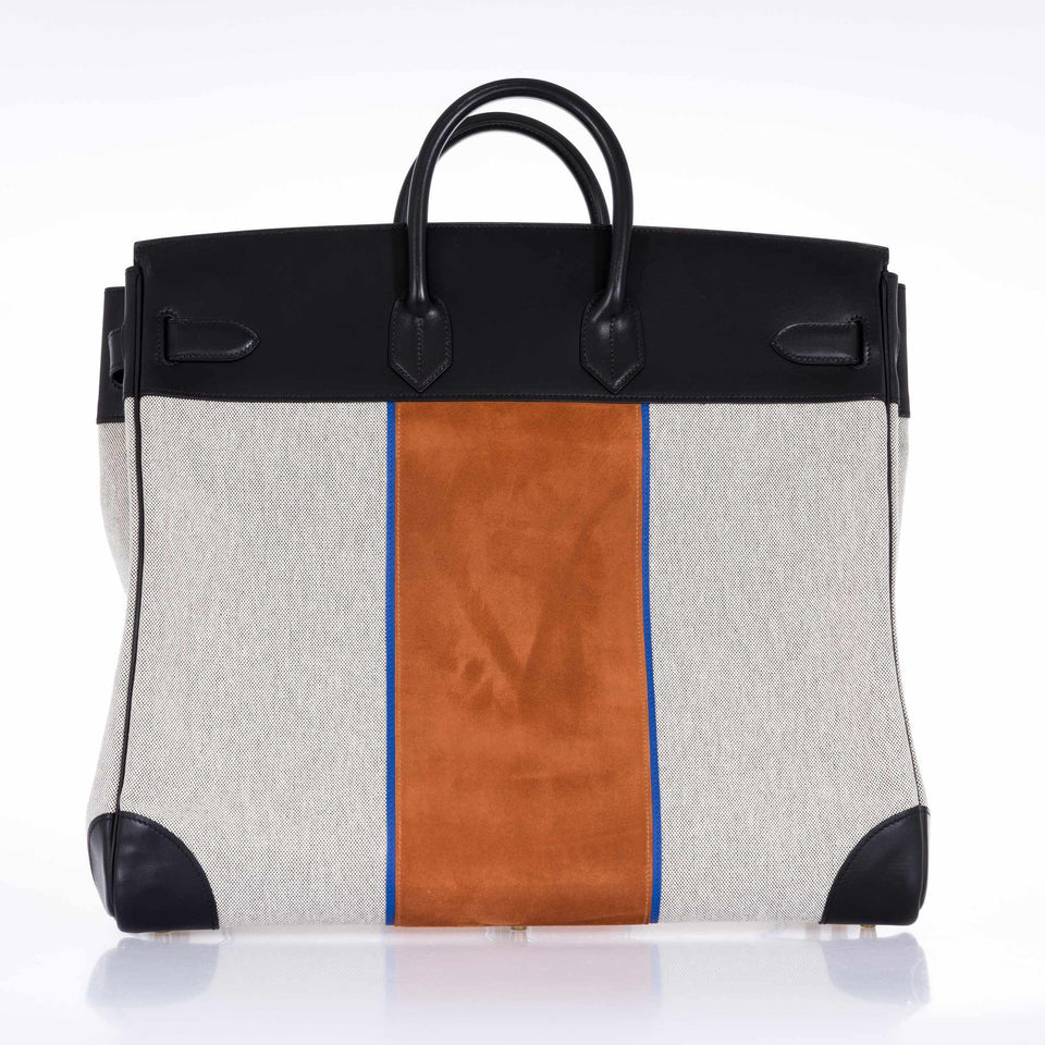 Hermes Birkin 50 HAC Toile Suede And Swift Brushed Gold Hardware Runway