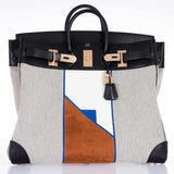 Hermes Birkin 50 HAC Toile Suede And Swift Brushed Gold Hardware Runway