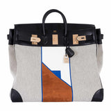 Hermes Birkin 50 HAC Toile Suede And Swift Brushed Gold Hardware Runway