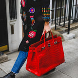 Hermes Birkin 50 Shiny Braise Porosus Crocodile Palladium Hardware