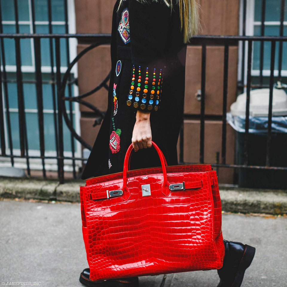 Hermes Birkin 50 Shiny Braise Porosus Crocodile Palladium Hardware