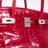 Hermes Birkin 50 Shiny Braise Porosus Crocodile Palladium Hardware