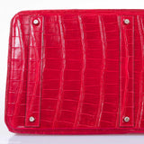Hermes Birkin 50 Shiny Braise Porosus Crocodile Palladium Hardware