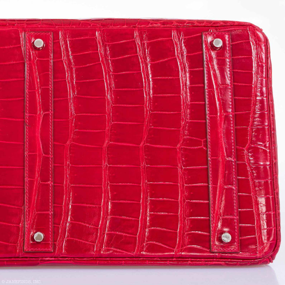 Hermes Birkin 50 Shiny Braise Porosus Crocodile Palladium Hardware
