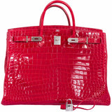 Hermes Birkin 50 Shiny Braise Porosus Crocodile Palladium Hardware