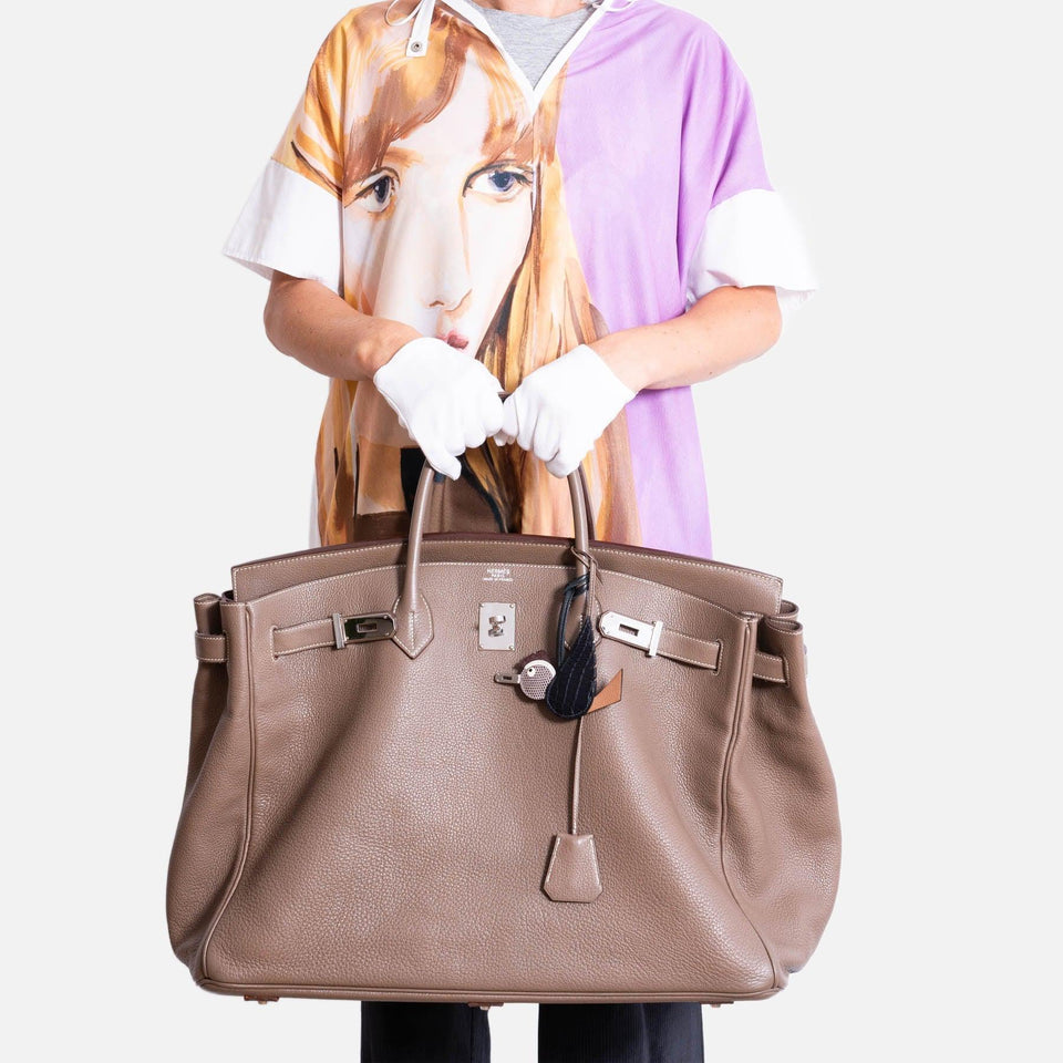Hermes Birkin 50 Voyage Etoupe Clemence Palladium Hardware