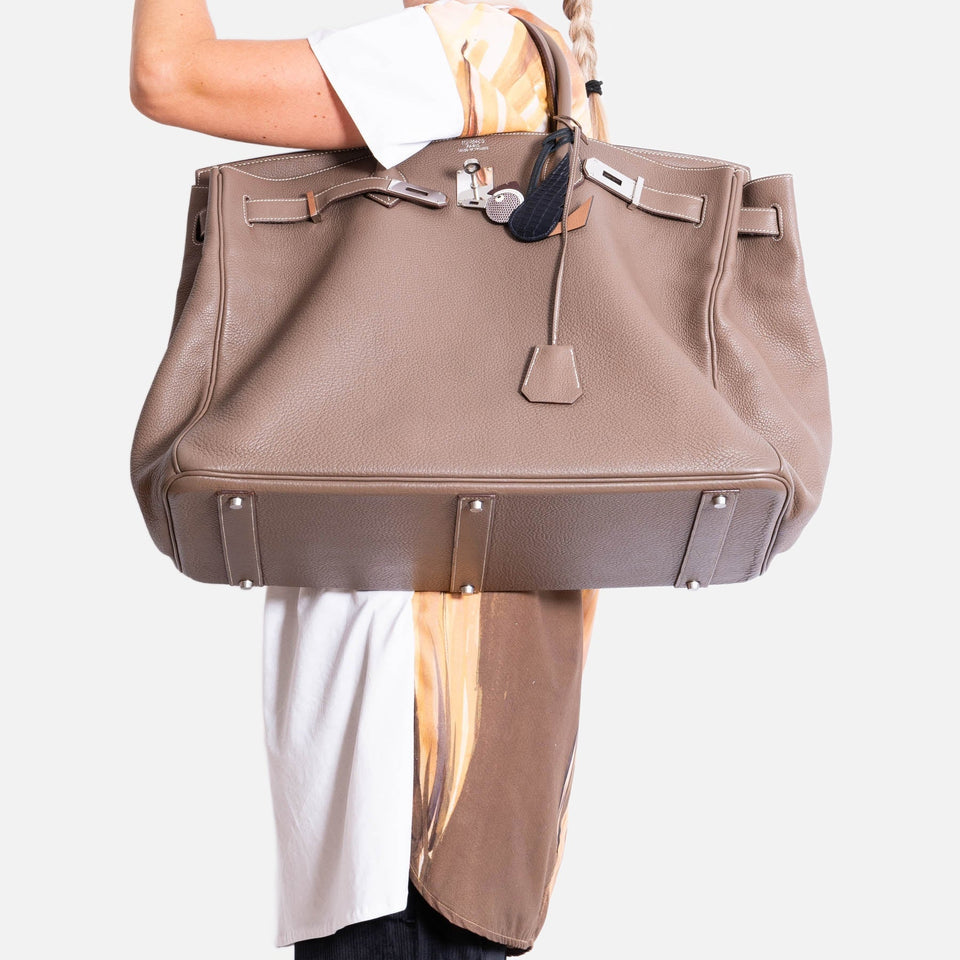 Hermes Birkin 50 Voyage Etoupe Clemence Palladium Hardware