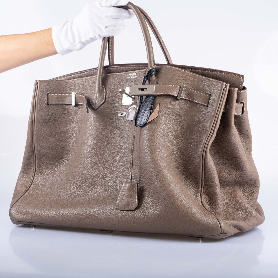 Hermes Birkin 50 Voyage Etoupe Clemence Palladium Hardware