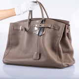Hermes Birkin 50 Voyage Etoupe Clemence Palladium Hardware