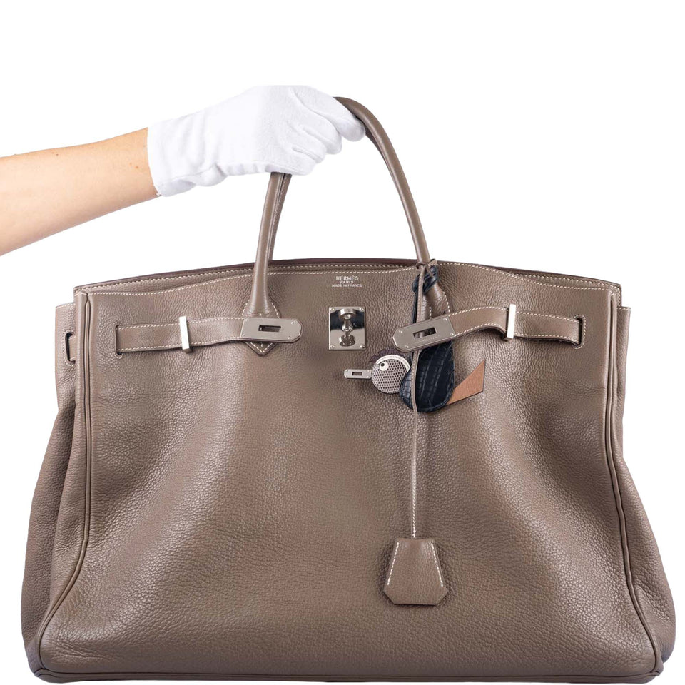 Hermes Birkin 50 Voyage Etoupe Clemence Palladium Hardware