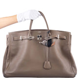 Hermes Birkin 50 Voyage Etoupe Clemence Palladium Hardware