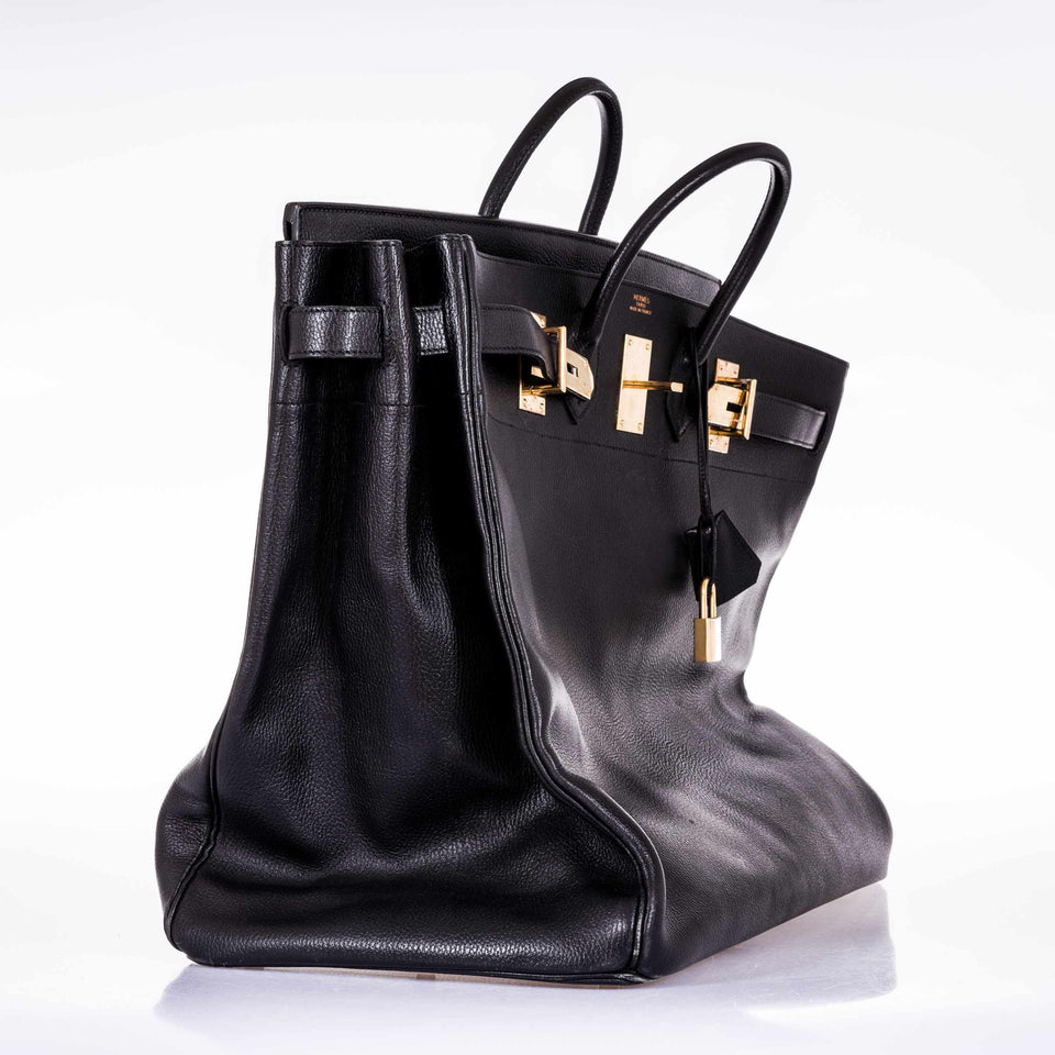 Hermes Birkin 55 Travel HAC Black Ardennes Gold Hardware