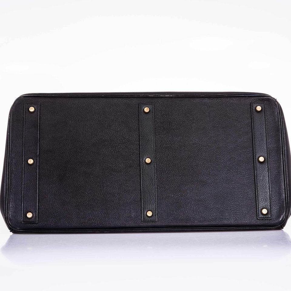 Hermes Birkin 55 Travel HAC Black Ardennes Gold Hardware