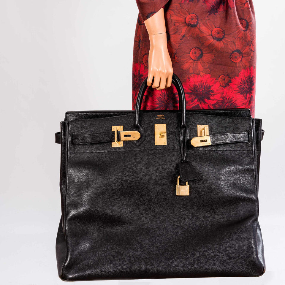 Hermes Birkin 55 Travel HAC Black Ardennes Gold Hardware