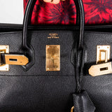 Hermes Birkin 55 Travel HAC Black Ardennes Gold Hardware