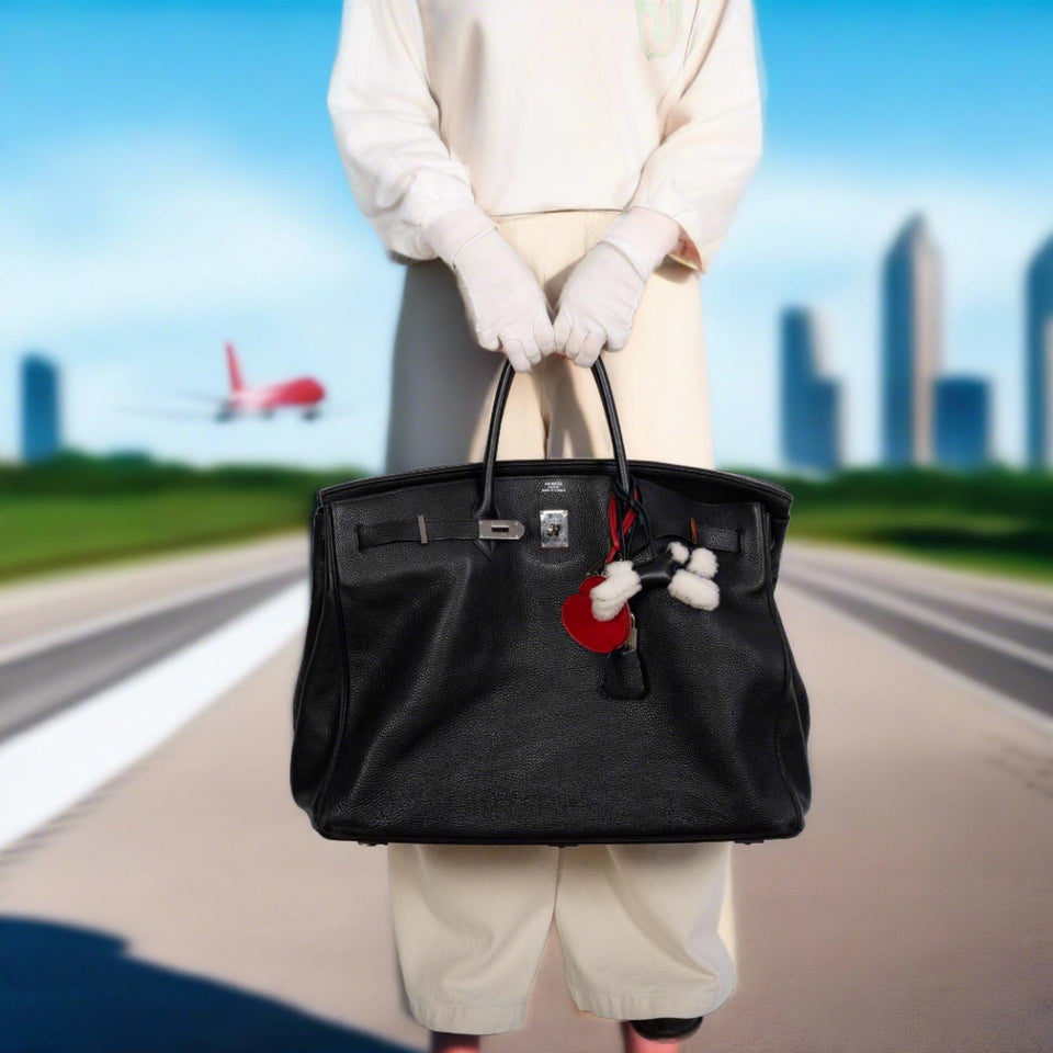 Hermes Birkin 55 Voyage Black Clemence Palladium Hardware