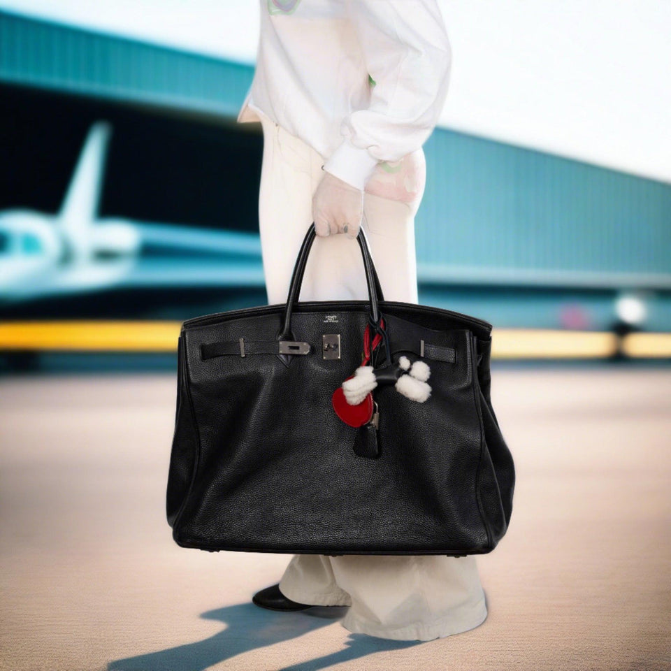 Hermes Birkin 55 Voyage Black Clemence Palladium Hardware