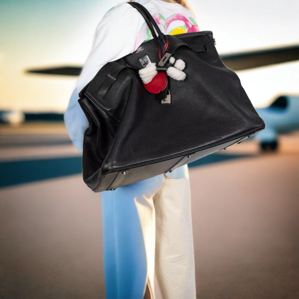 Hermes Birkin 55 Voyage Black Clemence Palladium Hardware