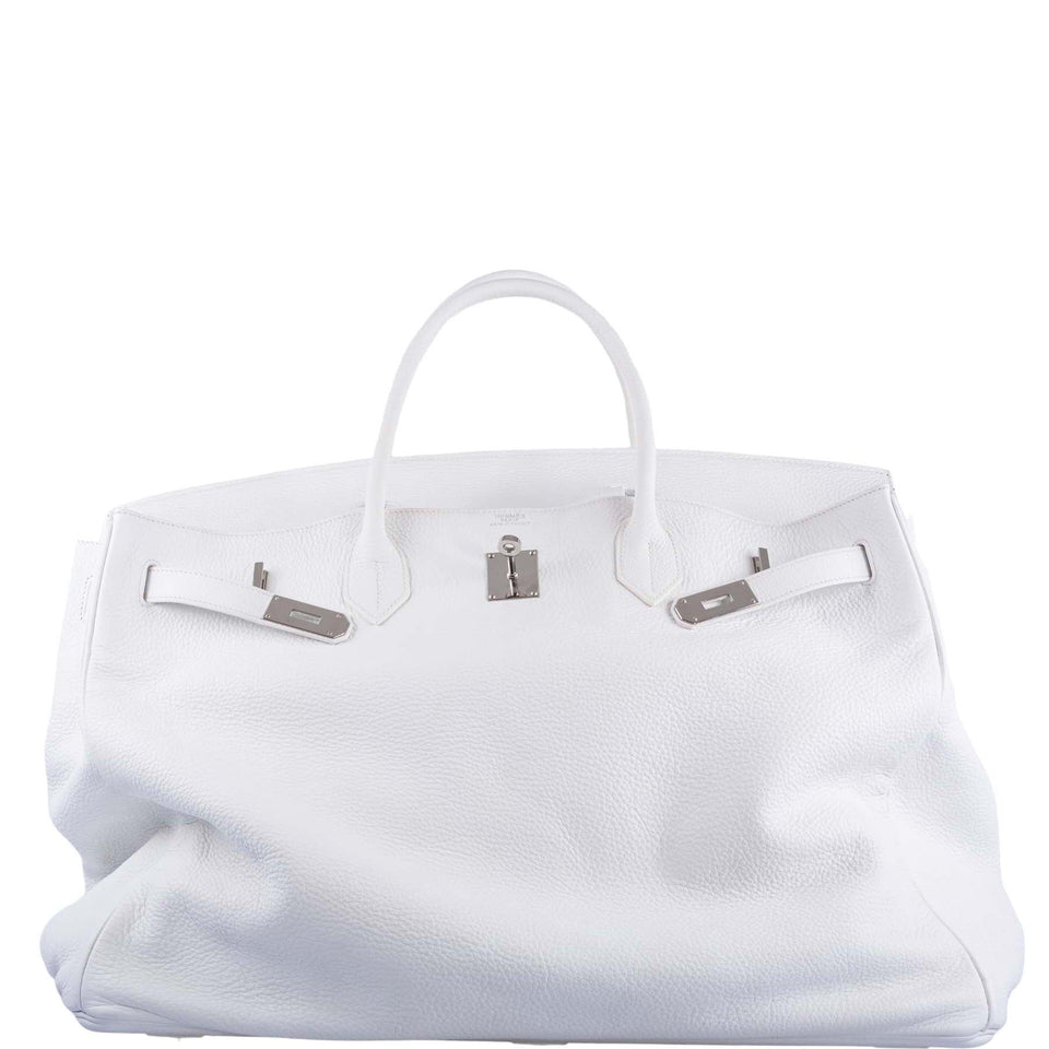 Hermes Birkin 55 White Togo Palladium Hardware Travel Bag