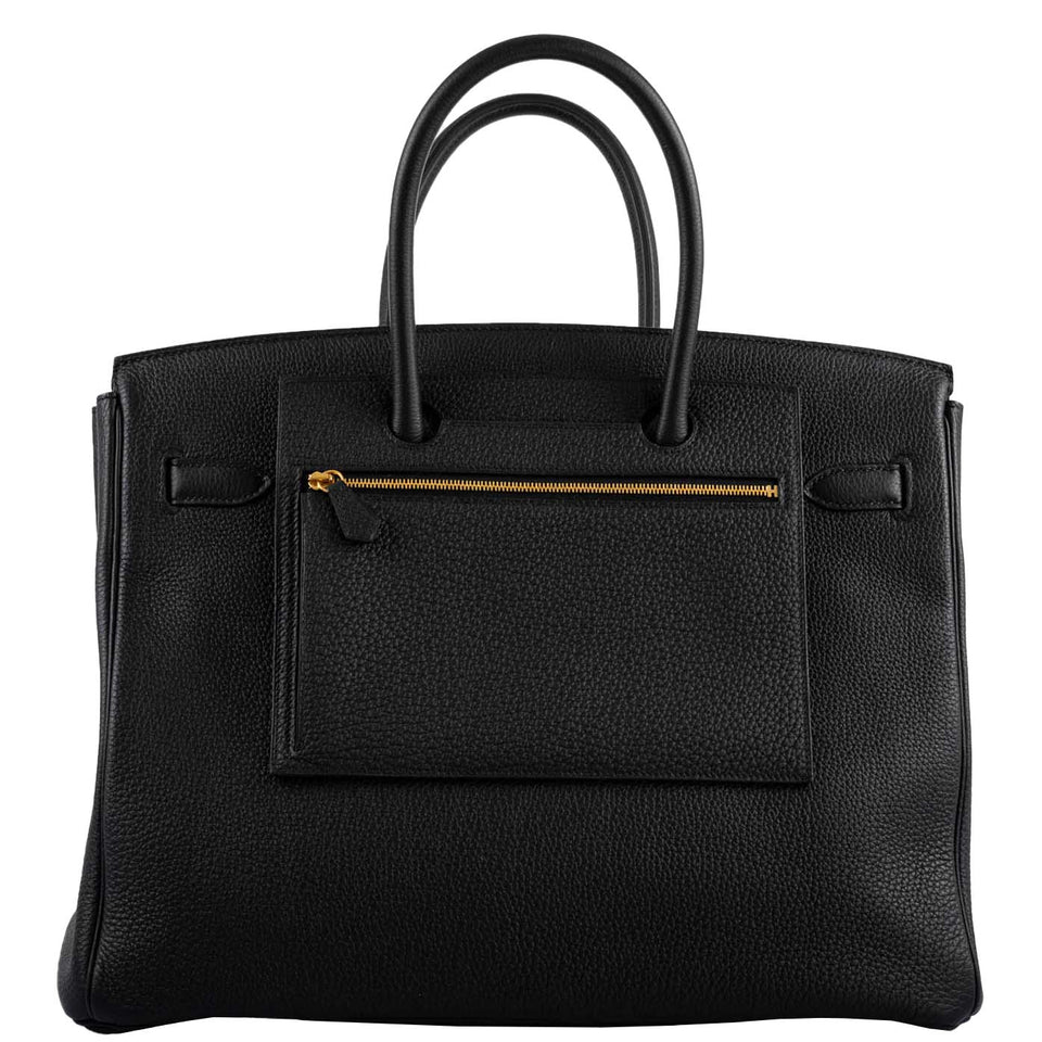 Hermes Birkin Pochette Backpocket Black Togo With Gold Hardware