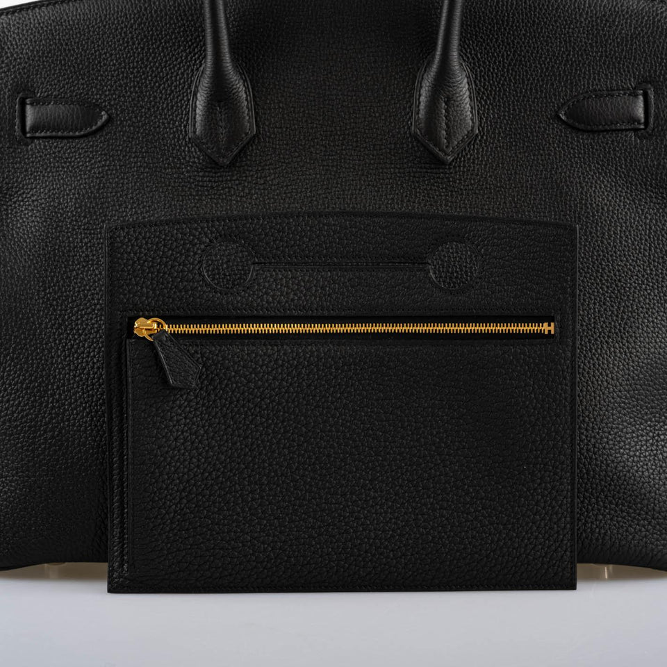 Hermes Birkin Pochette Backpocket Black Togo With Gold Hardware