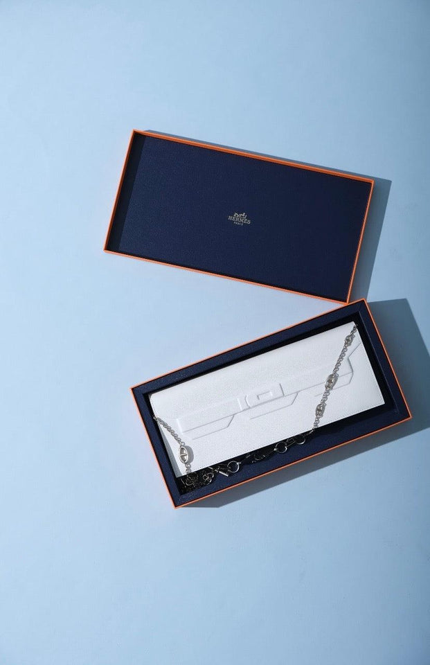 Hermes Birkin Shadow Clutch Swift Gris Pale