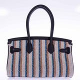 Hermes Birkin Shoulder Light 29 in Black Evercolor and Embroidered Toile Palladium Hardware