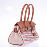 Hermes Birkin Shoulder Light 29 in Gold Evercolor and Embroidered Rose Pop, Black, Gold Toile Palladium Hardware