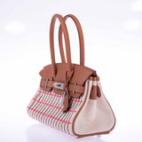 Hermes Birkin Shoulder Light 29 in Gold Evercolor and Embroidered Rose Pop, Black, Gold Toile Palladium Hardware