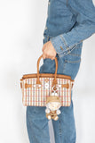 Hermes Birkin Shoulder Light 29 in Gold Evercolor and Embroidered Rose Pop, Black, Gold Toile Palladium Hardware