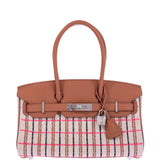 Hermes Birkin Shoulder Light 29 in Gold Evercolor and Embroidered Rose Pop, Black, Gold Toile Palladium Hardware