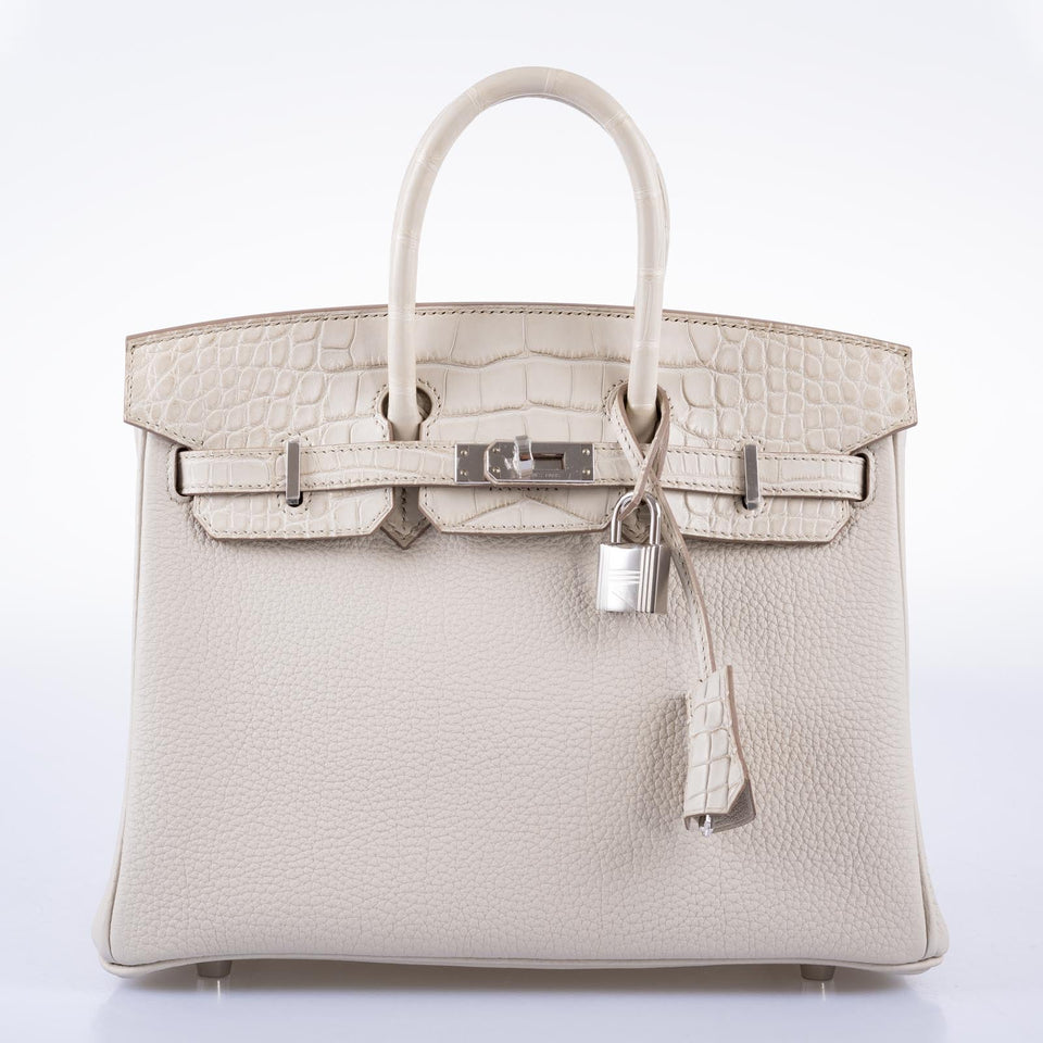 Hermes Birkin Touch 25 Beton Matte Alligator & Togo Palladium Hardware