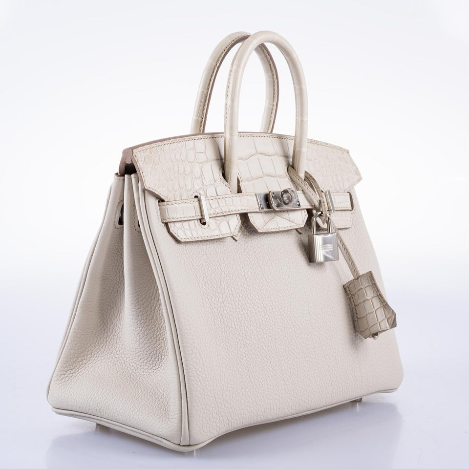 Hermes Birkin Touch 25 Beton Matte Alligator & Togo Palladium Hardware
