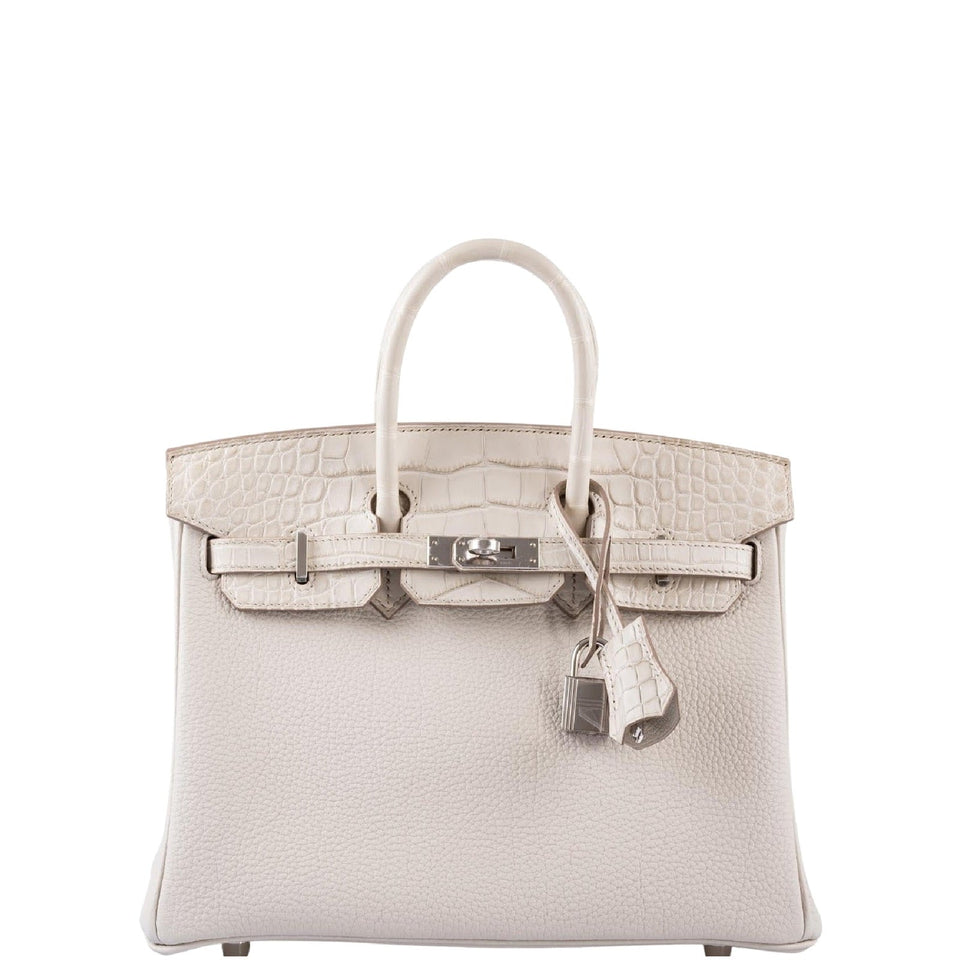 Hermes Birkin Touch 25 Beton Matte Alligator & Togo Palladium Hardware