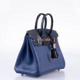 Hermes Birkin Touch 25 Bleu Saphir Togo, Bleu Marine Matte Alligator Rose Gold Hardware