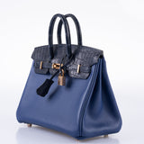 Hermes Birkin Touch 25 Bleu Saphir Togo, Bleu Marine Matte Alligator Rose Gold Hardware