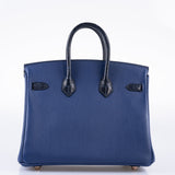 Hermes Birkin Touch 25 Bleu Saphir Togo, Bleu Marine Matte Alligator Rose Gold Hardware