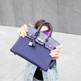 Hermes Birkin Touch 25 Blue Encre Togo & Niloticus Crocodile Palladium Hardware