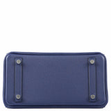 Hermes Birkin Touch 25 Blue Encre Togo & Niloticus Crocodile Palladium Hardware