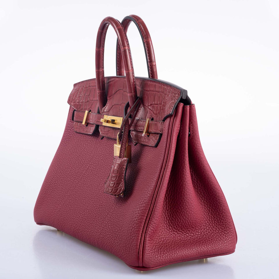 Hermes Birkin Touch 25 Rouge Grenat Matte Alligator and Togo Gold Hardware