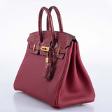 Hermes Birkin Touch 25 Rouge Grenat Matte Alligator and Togo Gold Hardware