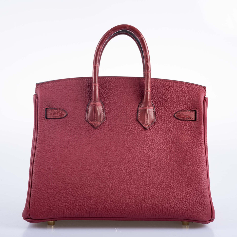 Hermes Birkin Touch 25 Rouge Grenat Matte Alligator and Togo Gold Hardware