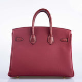 Hermes Birkin Touch 25 Rouge Grenat Matte Alligator and Togo Gold Hardware