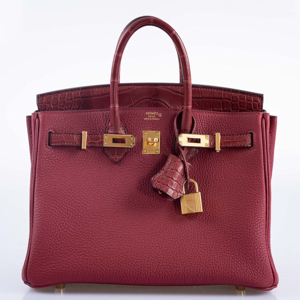 Hermes Birkin Touch 25 Rouge Grenat Matte Alligator and Togo Gold Hardware