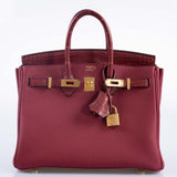 Hermes Birkin Touch 25 Rouge Grenat Matte Alligator and Togo Gold Hardware