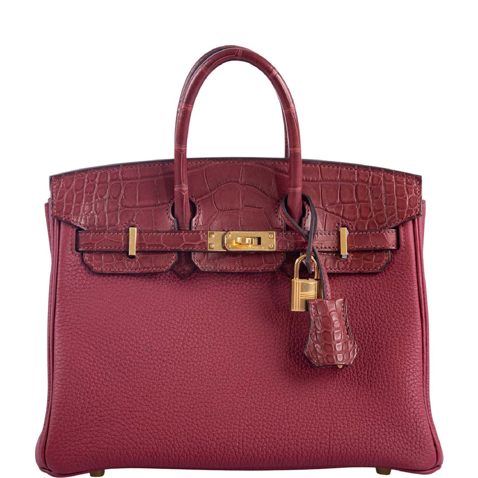 Hermes Birkin Touch 25 Rouge Grenat Matte Alligator and Togo Gold Hardware